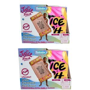 Justice Packable Inflatable Mesh Hammock Pool Float Pink New Lot of 2